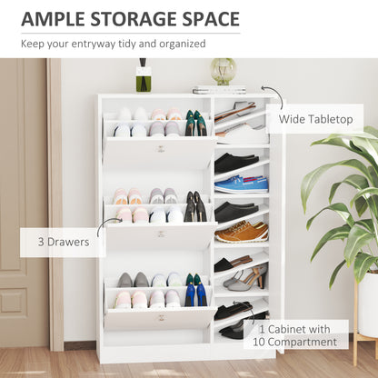 4 Compartment Shoe Storage Cabinet Shelves Footwear Home Office Hallway