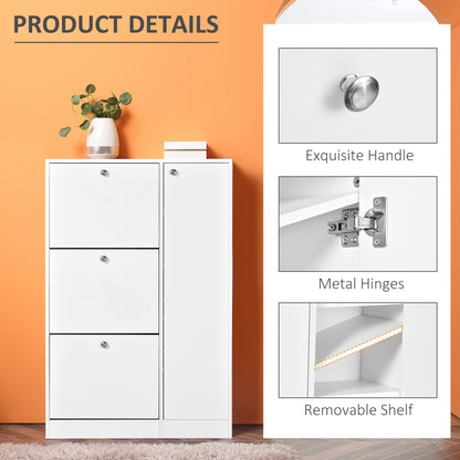 4 Compartment Shoe Storage Cabinet Shelves Footwear Home Office Hallway