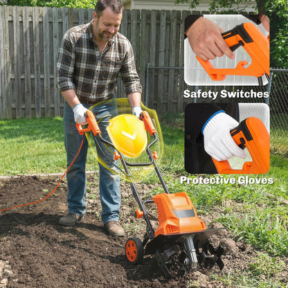 1500W Electric Tiller with 40cm Working Width, 20cm Tilling Depth