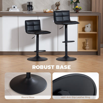 Bar Stools Set of 2 Swivel Height Adjustable Barstools Black
