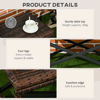 PE Wicker Outdoor Coffee Table, Rattan Side Table w/ Plastic Board