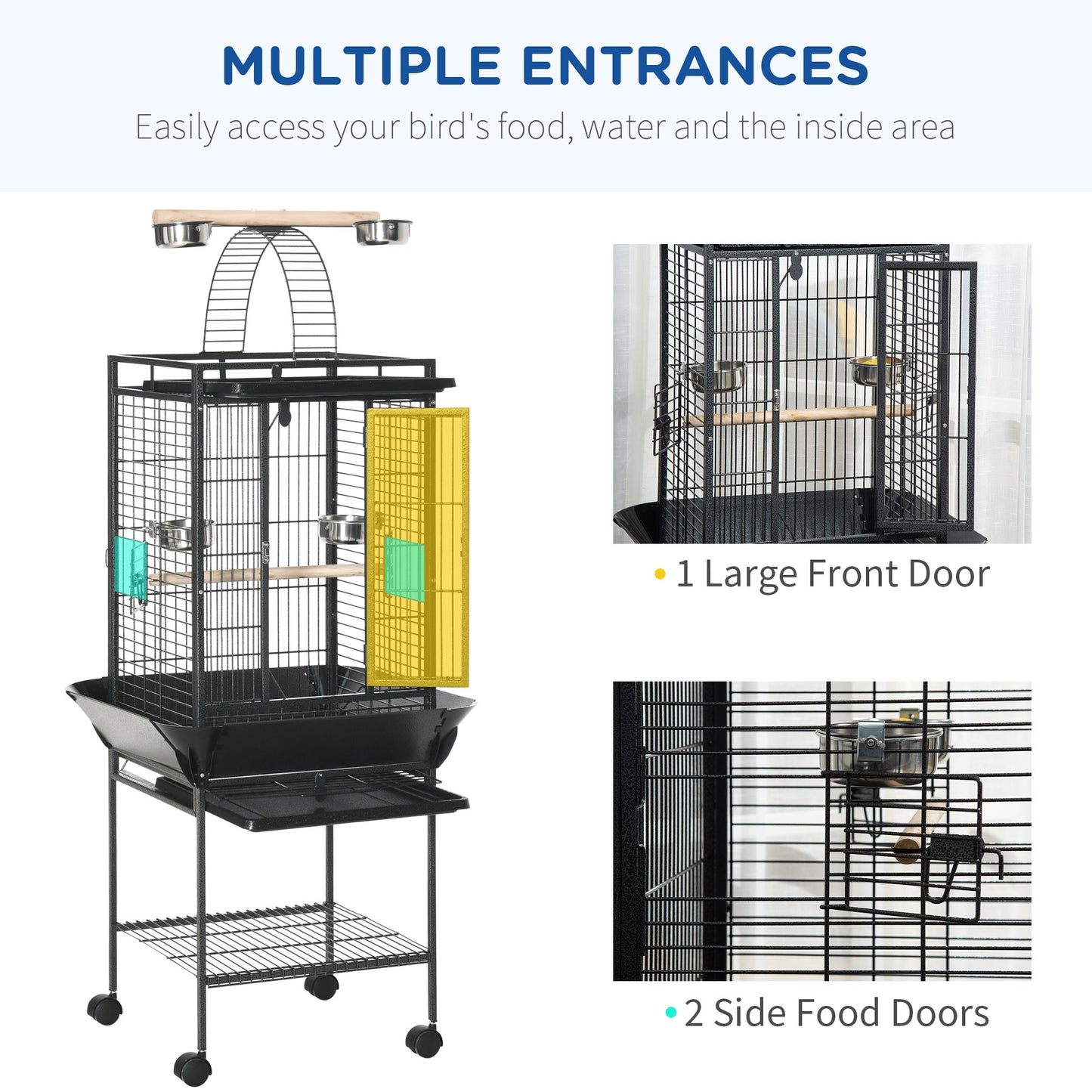 Steel Bird Cage,Large Budgie Cage for Cockatiels and Parakeets