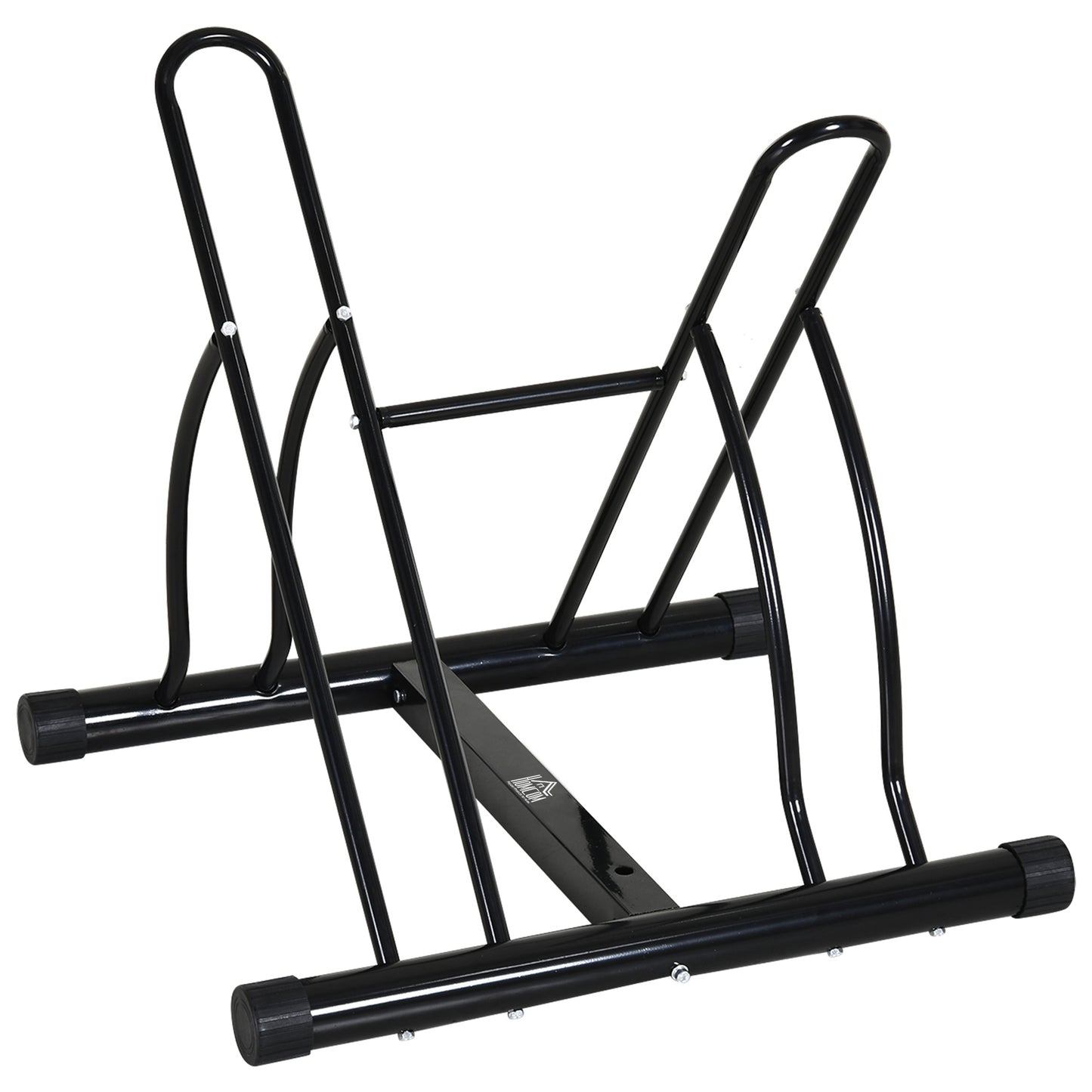 Reversible 2 Bike Holding Rack Steel Frame Indoor Outdoor Foot Caps Stand