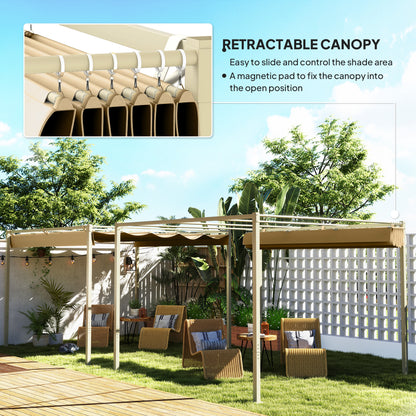 3 x 3(m) Garden Pergola with Retractable Roof, UPF30+, Khaki