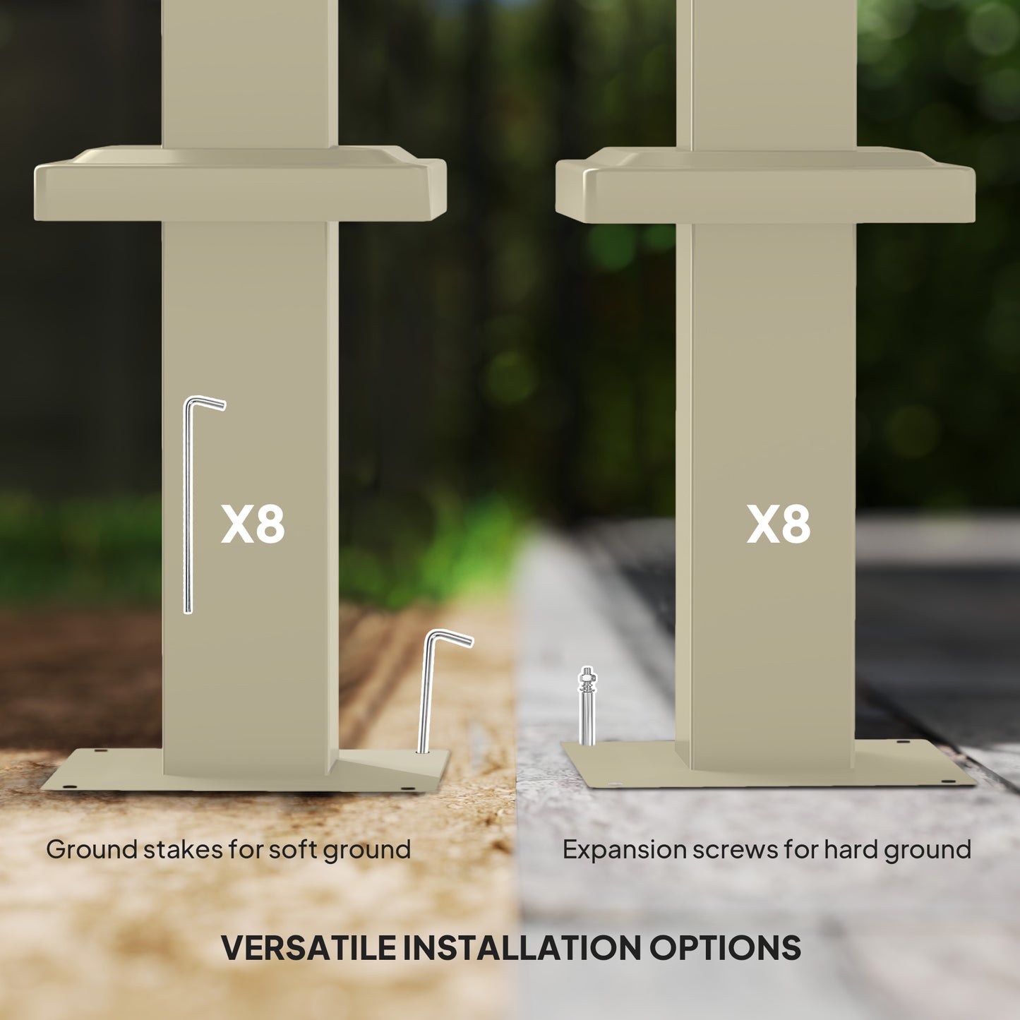 3 x 3(m) Garden Pergola with Retractable Roof, UPF30+, Khaki