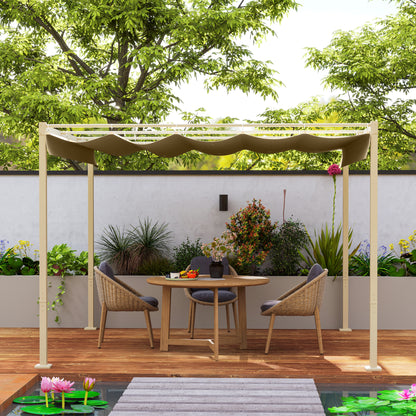 3 x 3(m) Garden Pergola with Retractable Roof, UPF30+, Khaki