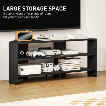 Corner TV Stand, TV Unit with Open Shelves for 47 Inch TV, Black