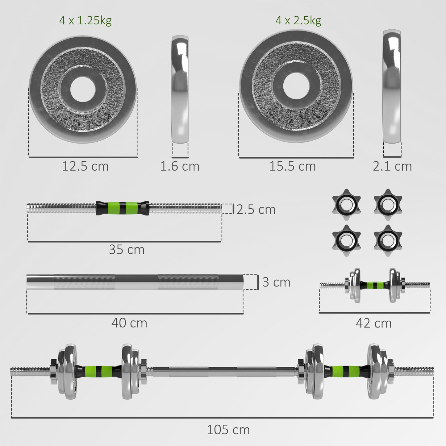 20kg 2-in-1 Adjustable Weights Dumbbells Set for Home Gym