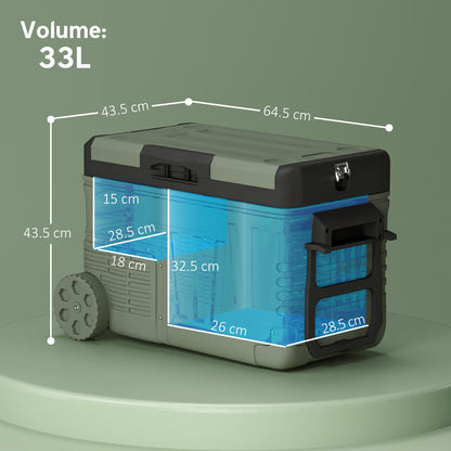 33L Camping Fridge Freezer Dual Zone Car Fridge, DC & AC, -20-20℃