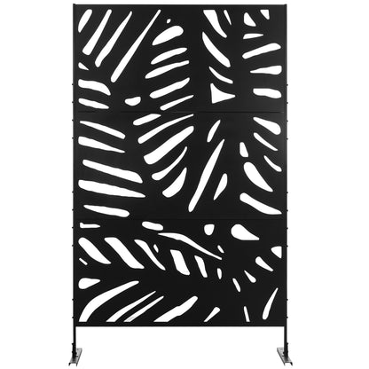 Metal Outdoor Privacy Screen with Stand for Garden Black