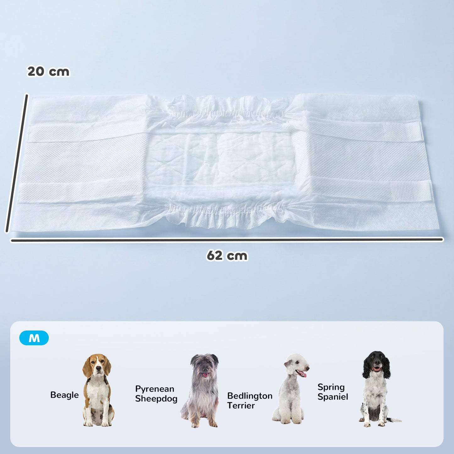 Disposable Dog Diapers Male, 48 Count Absorbent Dog Nappies, Puppy Sanitary Wraps Panties for Incontinence or Excitable Urination and Training, M, 45-64 cm