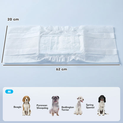 Disposable Dog Diapers Male, 48 Count Absorbent Dog Nappies, Puppy Sanitary Wraps Panties for Incontinence or Excitable Urination and Training, M, 45-64 cm