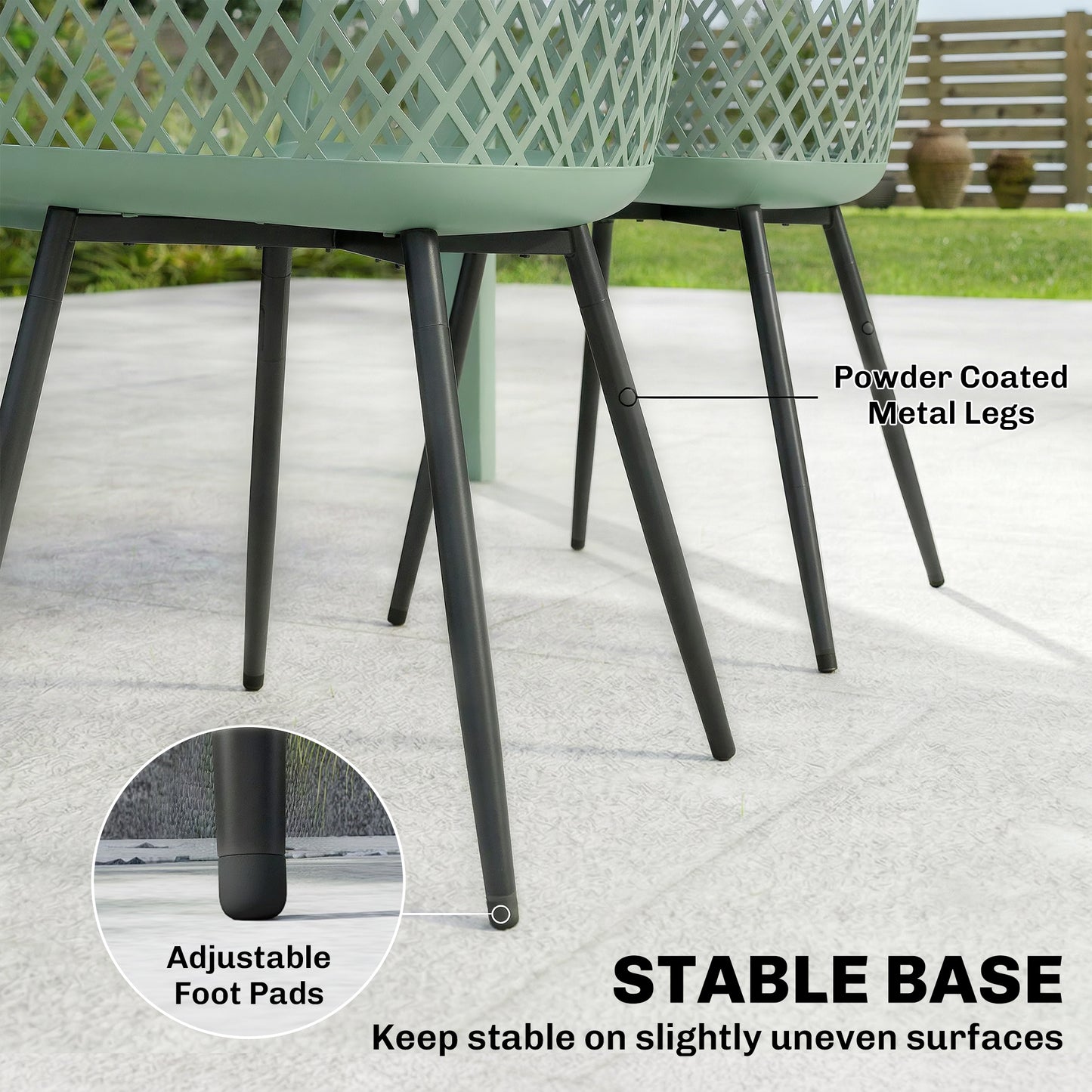 Garden Chairs Set of 4, Garden Dining Chairs with Armrests, Green
