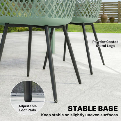 Garden Chairs Set of 4, Garden Dining Chairs with Armrests, Green