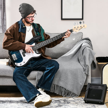 4 String Full Size Electric Bass Guitar for Beginner with Amp, Blue