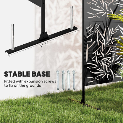 Decorative Outdoor Divider Privacy Panel with Stand, Bamboo Black