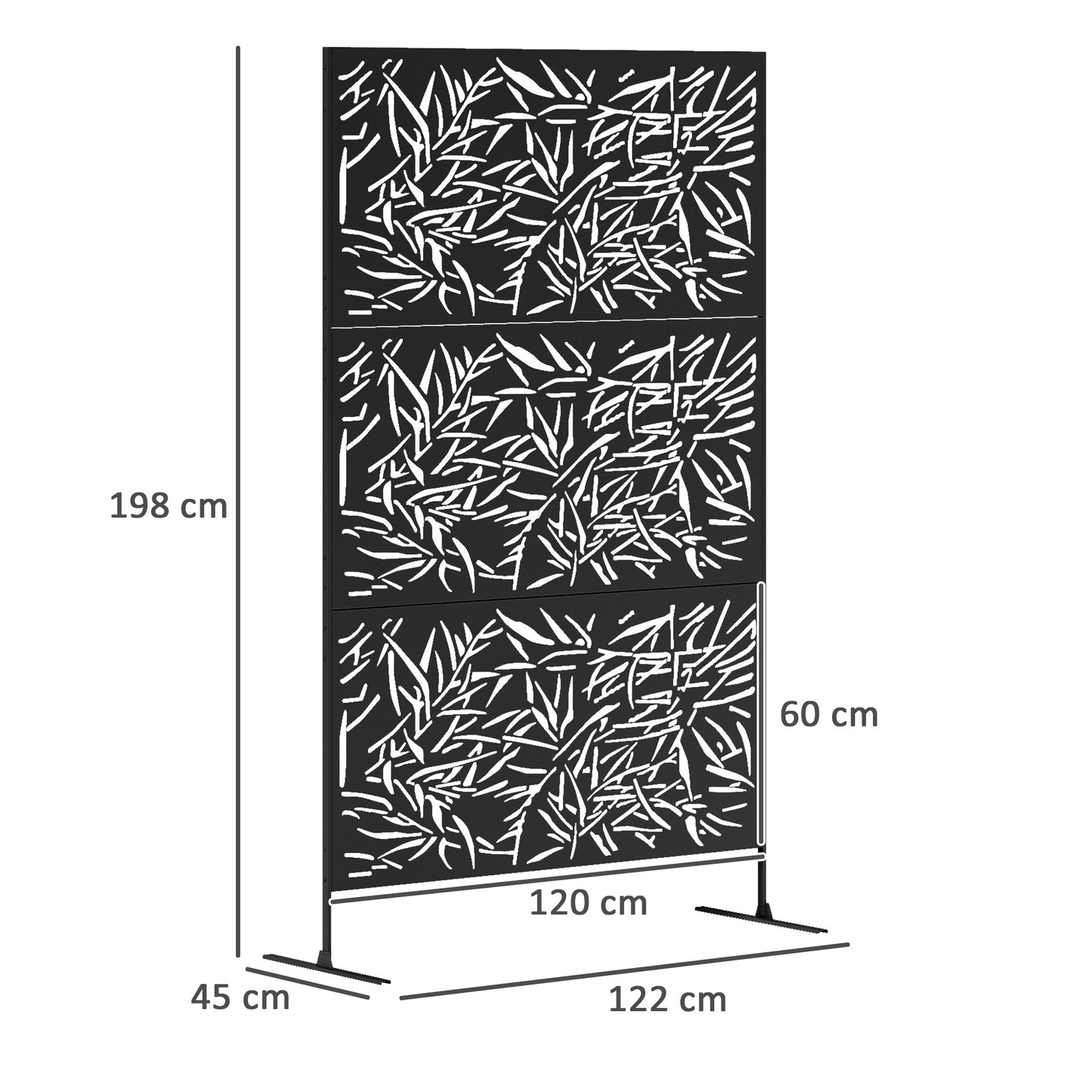 Decorative Outdoor Divider Privacy Panel with Stand, Bamboo Black