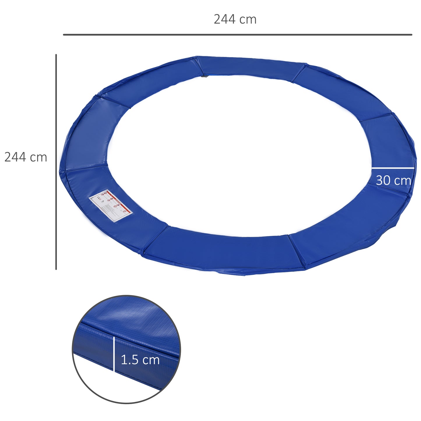 Φ244cm Trampoline Pad Pads Replacement Safety Surround Pads Padding - 8ft Blue