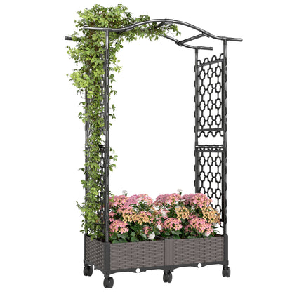 Raised Garden Bed with Arch Trellis, Plastic Raised Bed for Garden