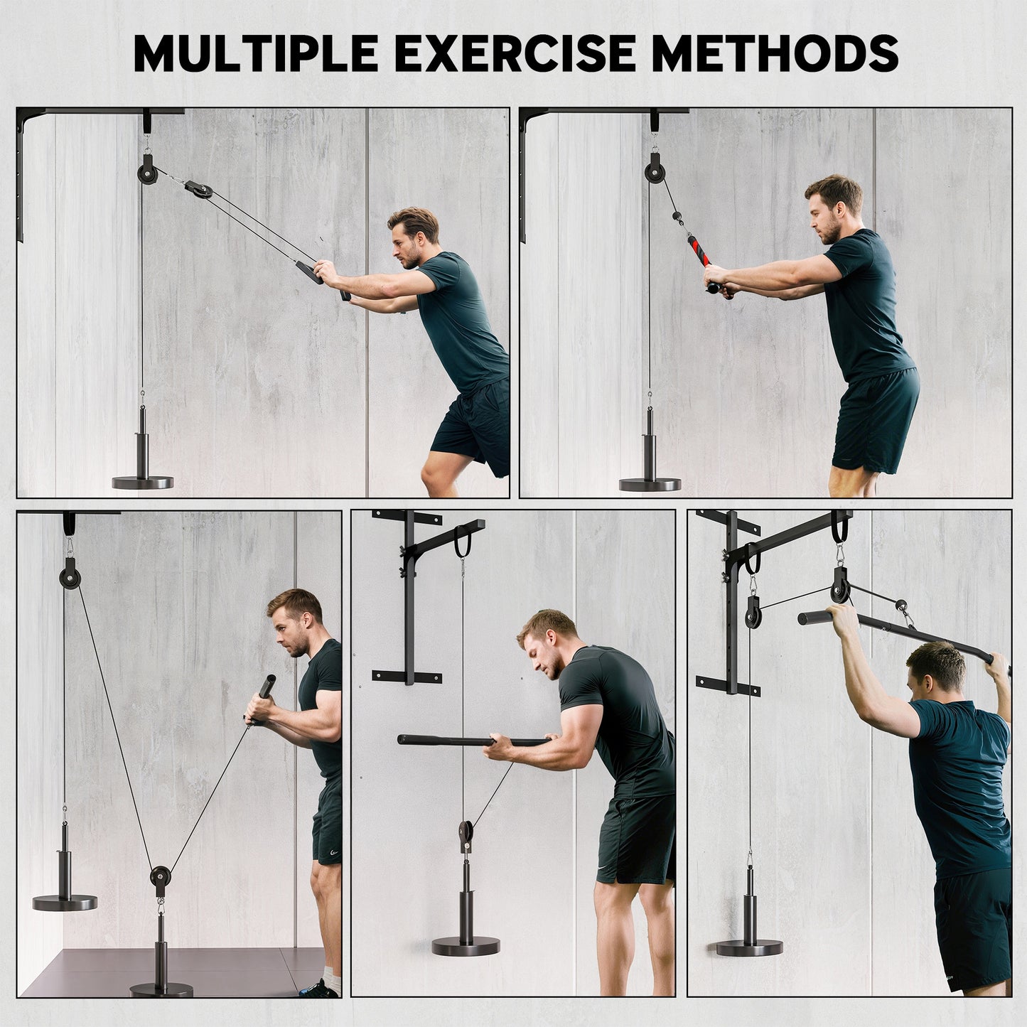 Weight Cable Pulley System for Home Gym with Universal Loading Pin