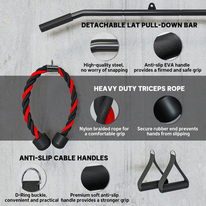 Weight Cable Pulley System for Home Gym with Universal Loading Pin