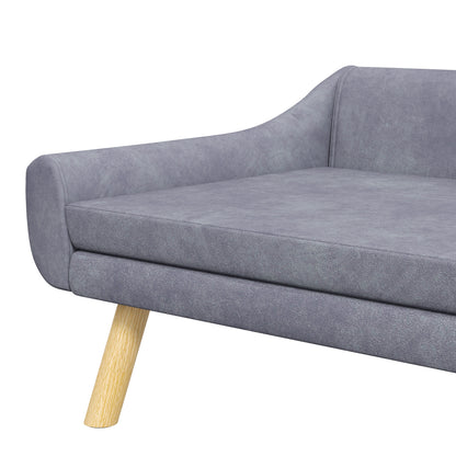Dog Couch with Soft Cushion, Pet Sofa Bed with Wooden Frame, Removable Cover, for Medium and Large Dogs, Grey