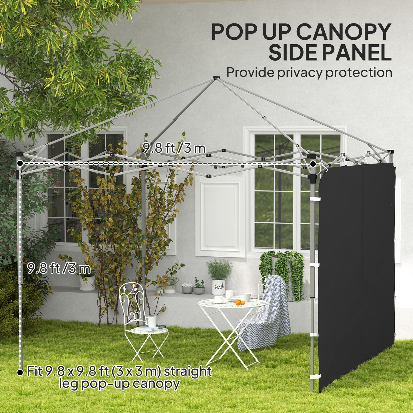 Side Panel for 3x3 m Pop Up Gazebos, 1 Pack Sidewall Only, Black