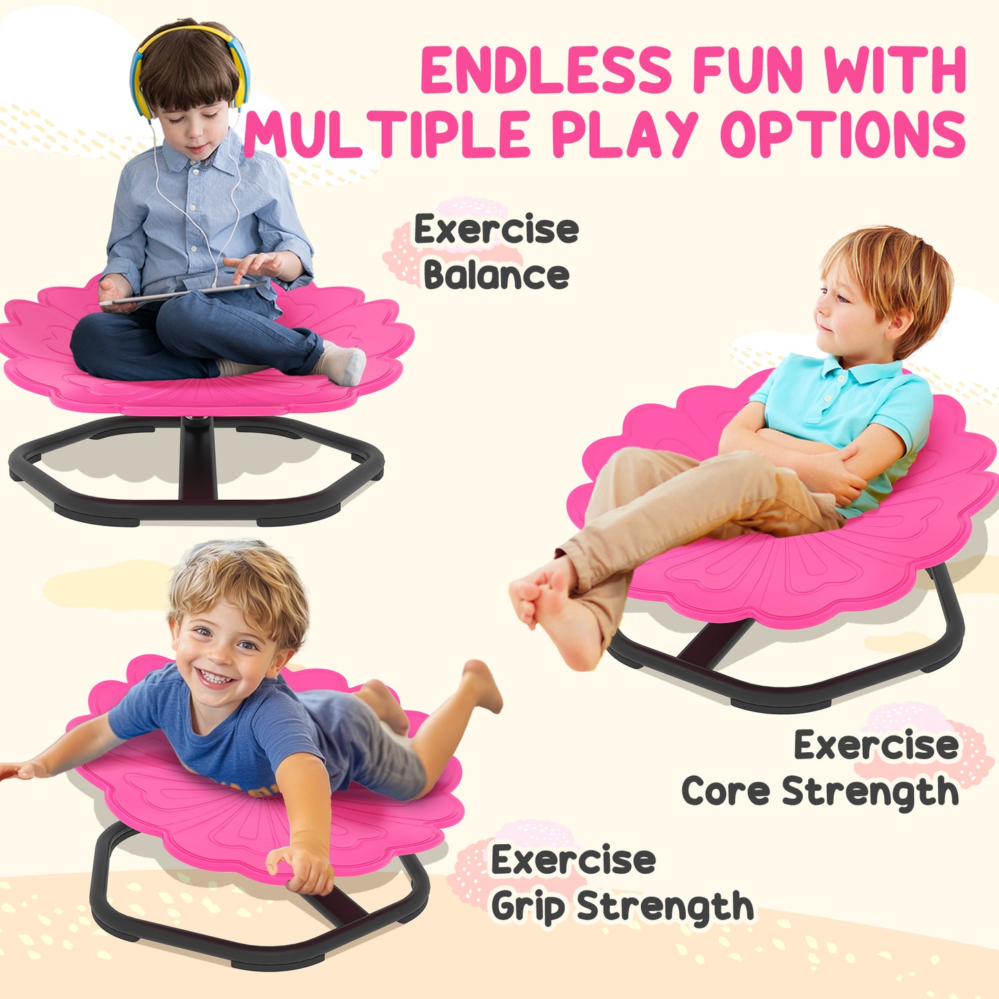 Sensory Spinning Chair, Kids Swivel Chair, Pink