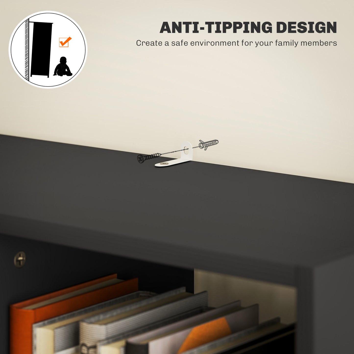 Freestanding Bookcase Display Shelf with Drawer for Home Office