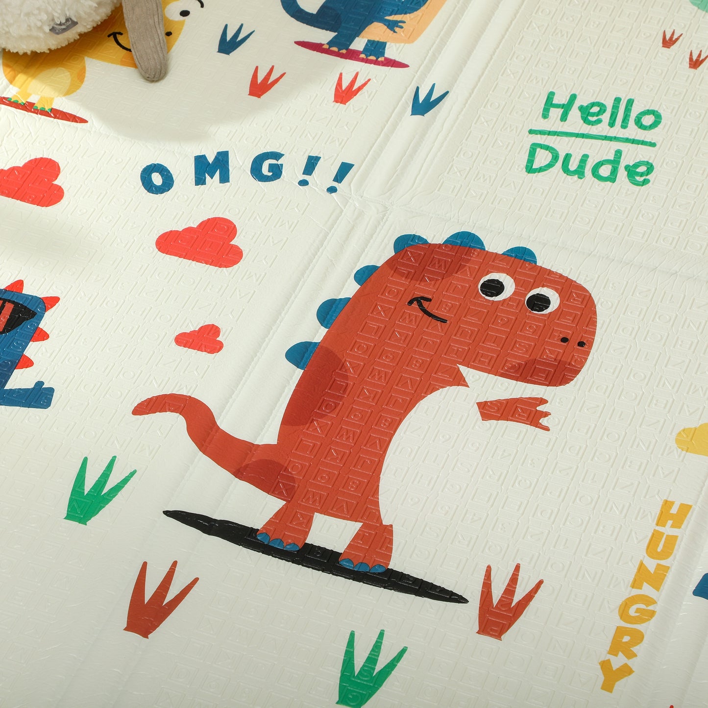 Baby Play Mat, Double Sided Crawling Mat, Dinosaur Theme