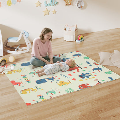 Baby Play Mat, Double Sided Crawling Mat, Dinosaur Theme