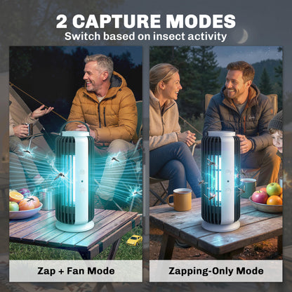 Electric Fly Zapper Indoor, Fly Killer with Fan, 365nm LED Light, Auto On/Off Light Sensor, 8 W Plug-in Bug Zapper Insect Mosquito Killer with Handle, Hanging/Freestanding for Home