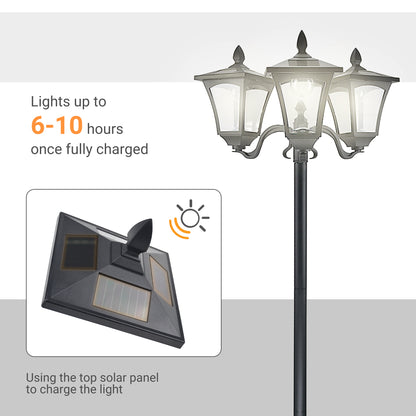 1.8m Traditional Victorian Style - Solar Post Lamp with Sensor