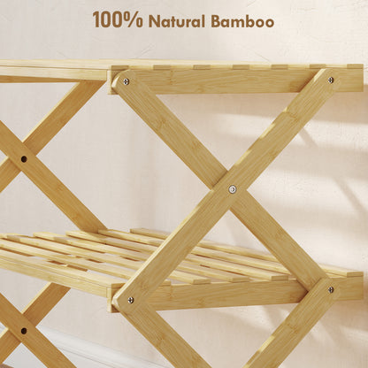 3-Tier Bamboo Shoe Rack, Folding Shoe Shelf, Holds up to 9 Pairs