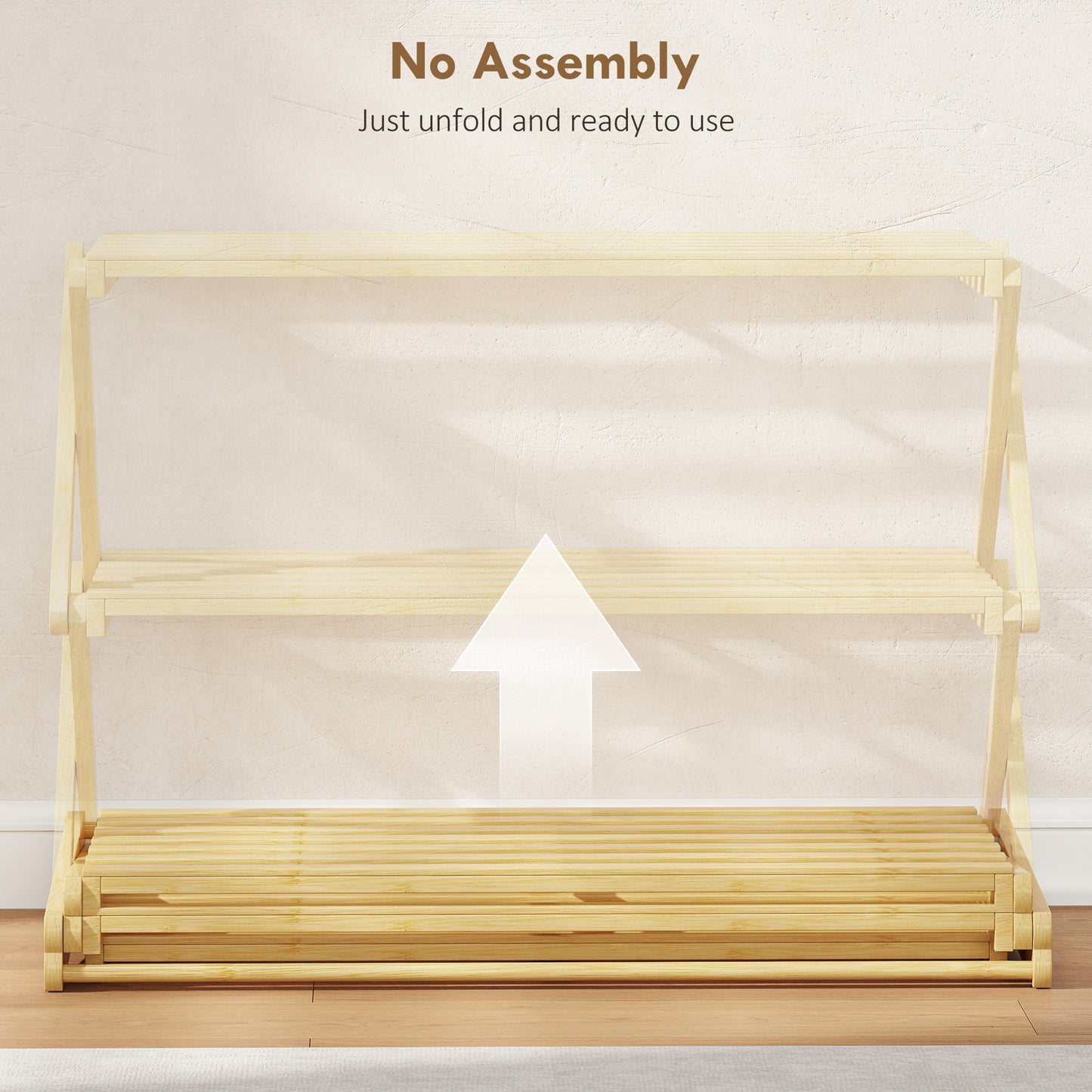 3-Tier Bamboo Shoe Rack, Folding Shoe Shelf, Holds up to 9 Pairs