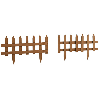 Pack of 12 Wooden Plant Border Fence Garden Fixed Picket Fence Brown