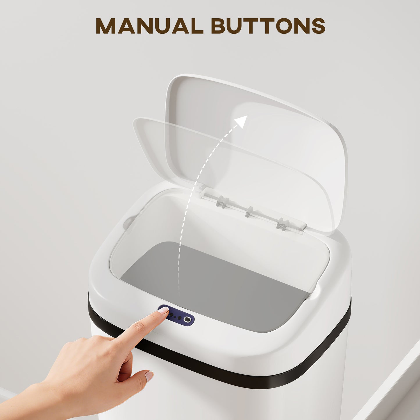 50L Sensor Bin, Stainless Steel Slim Kitchen Bin, Fingerprint-Proof