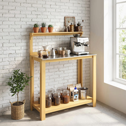 Wooden Potting Bench Table with Aluminium Worktop