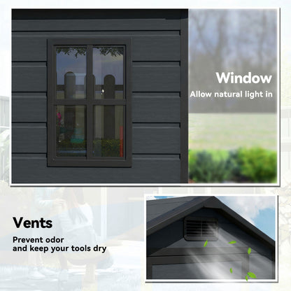 4 x 3 ft Plastic Small Garden Shed with Lockable Door, Dark Grey