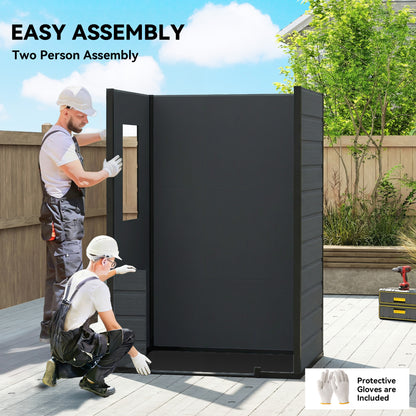 4 x 3 ft Plastic Small Garden Shed with Lockable Door, Dark Grey