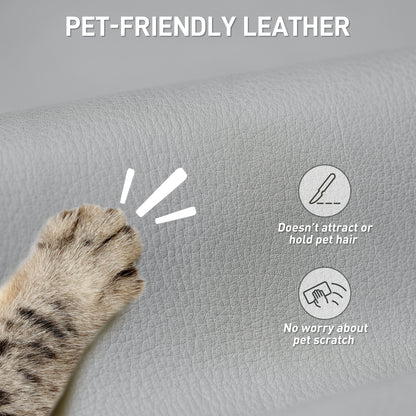Pet-Friendly Leather Recliner Computer Chair with Footrest, Black