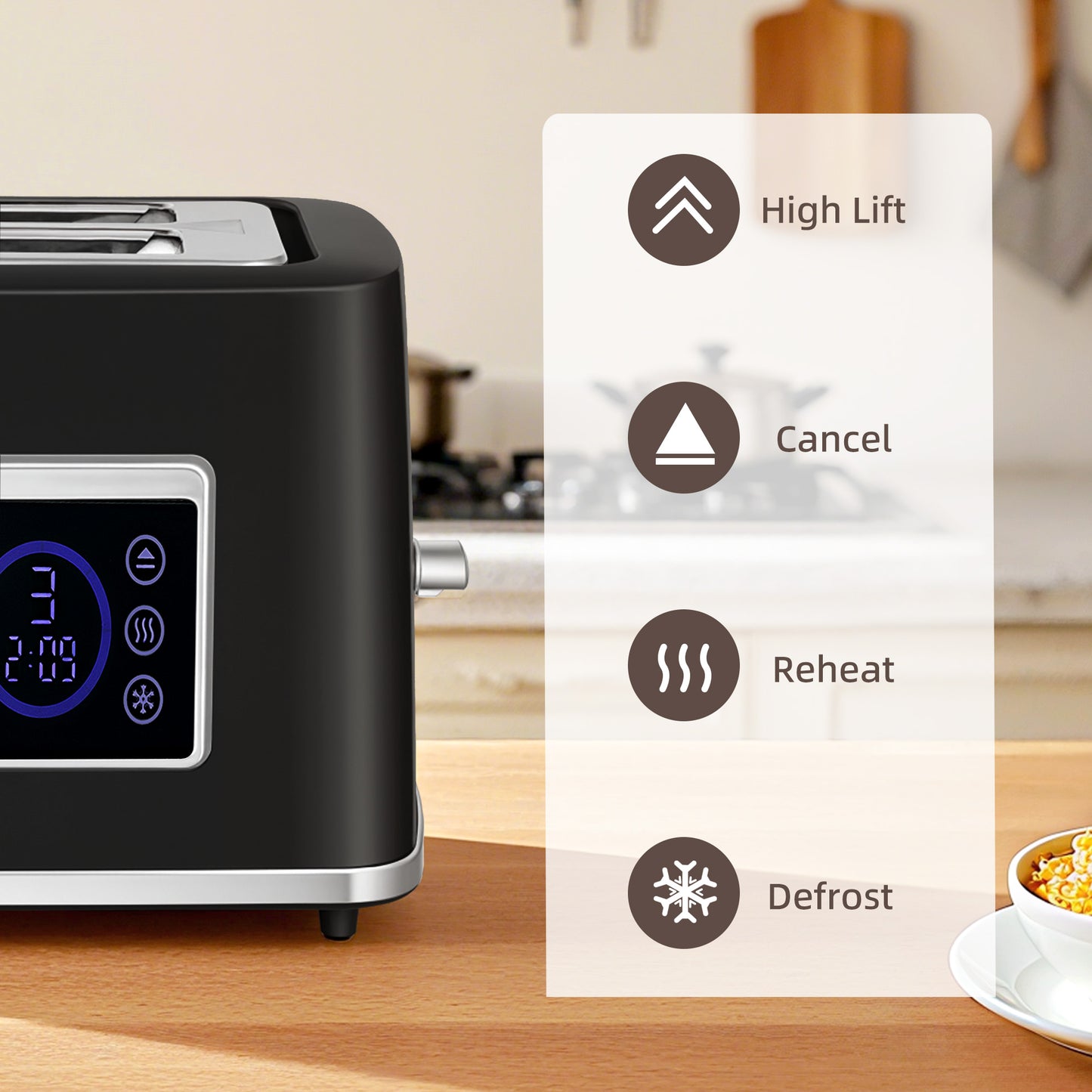 1.7L 3000W Rapid Boil Kettle and 2 Slice Toaster Set Crumb Tray Black