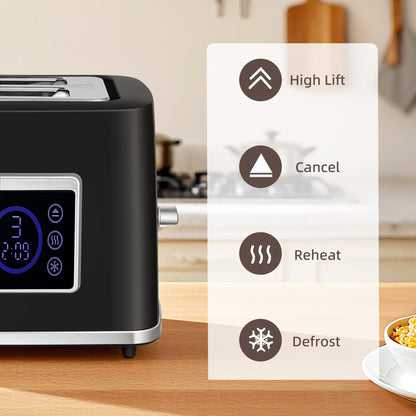 1.7L 3000W Rapid Boil Kettle and 2 Slice Toaster Set Crumb Tray Black
