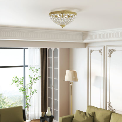 Chandelier Crystal Ceiling Light with E14 Base 2-Lights, Gold