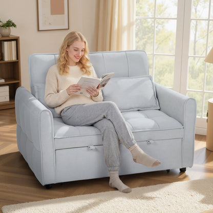 2 Seater Sofa Bed, 3-in-1 Sleeper Sofa with Adjustable Backrest