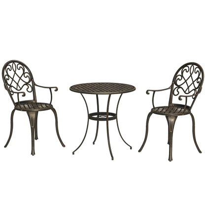 3PCs Bistro Set,  Aluminium Garden Table and Chairs Bronze Tone