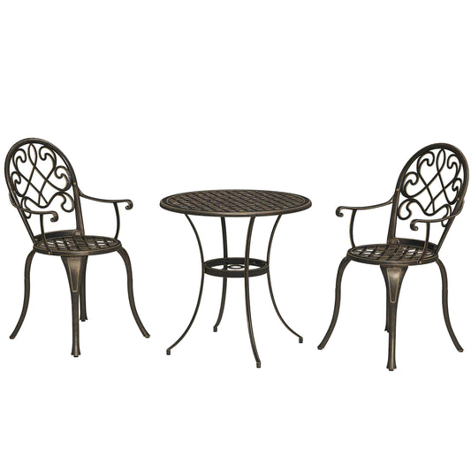 3PCs Bistro Set,  Aluminium Garden Table and Chairs Bronze Tone