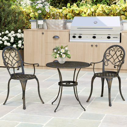 3PCs Bistro Set,  Aluminium Garden Table and Chairs Bronze Tone