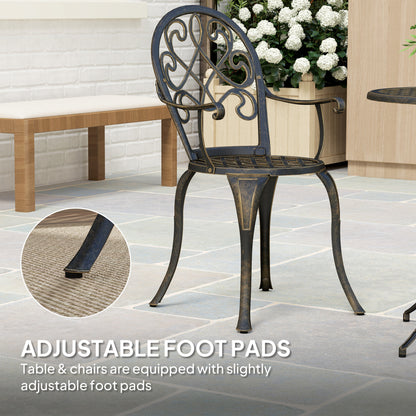3PCs Bistro Set,  Aluminium Garden Table and Chairs Bronze Tone