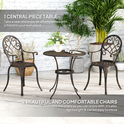 3PCs Bistro Set,  Aluminium Garden Table and Chairs Bronze Tone